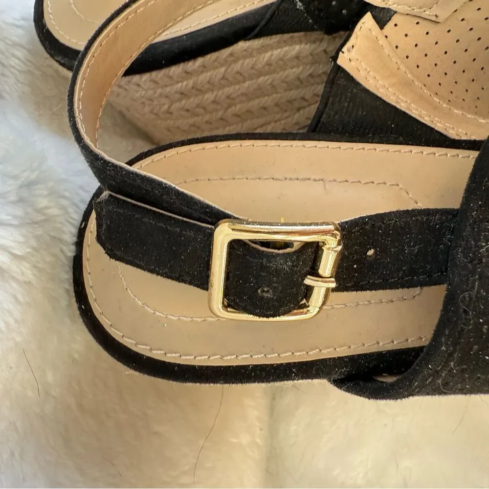 Liz Claiborne Black Wedge Slingback Sandals